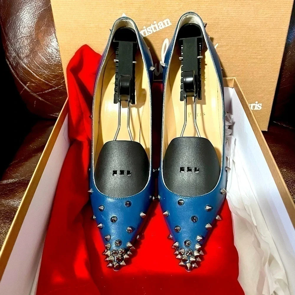 CHRISTIAN Louboutin iconic ‘Kate’ spike accented leather stilettos, EU 39 100mm